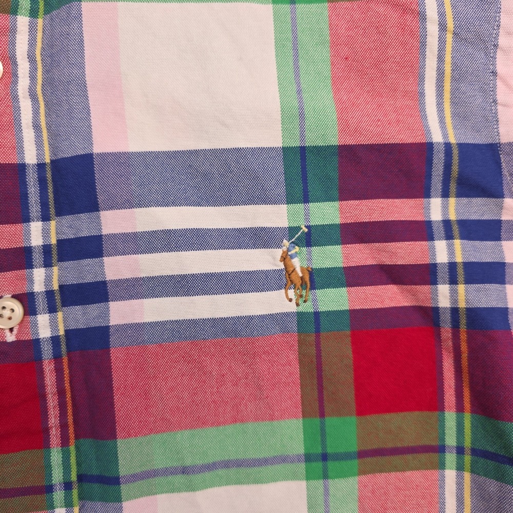 Polo Ralph Lauren Mens Classic Fit Plaid Button Down Shirt Medium Flesh Pony - Picture 2 of 9